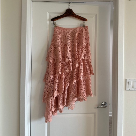 Farm Rio Light Pink Guipure Layered Maxi Skirt - Picture 4 of 9